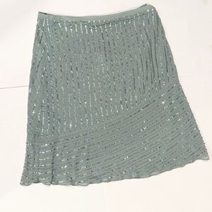 NWT Boden Sequin Skirt Size 18 Regular Green silver sequin A Line